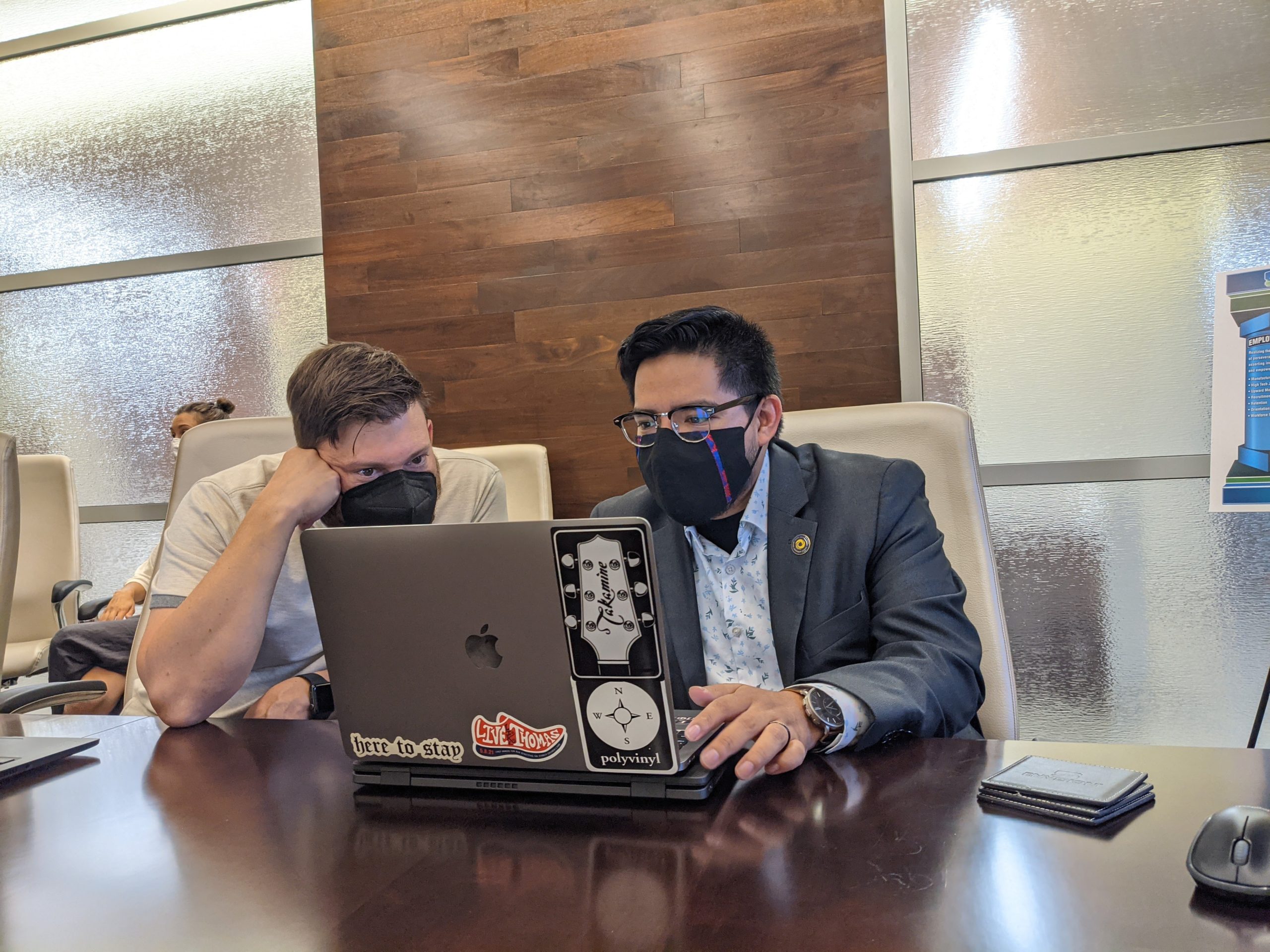 Chris Green (The Journal) and colleague at in-person training session Envision September 2021